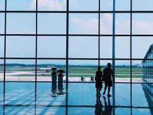Inside an airport terminal