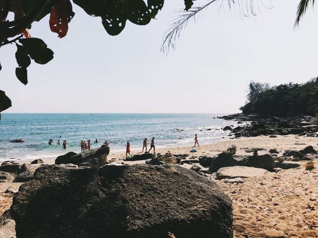 A group of people on the beach
