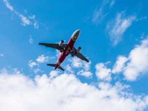 An airplane flying in the sky