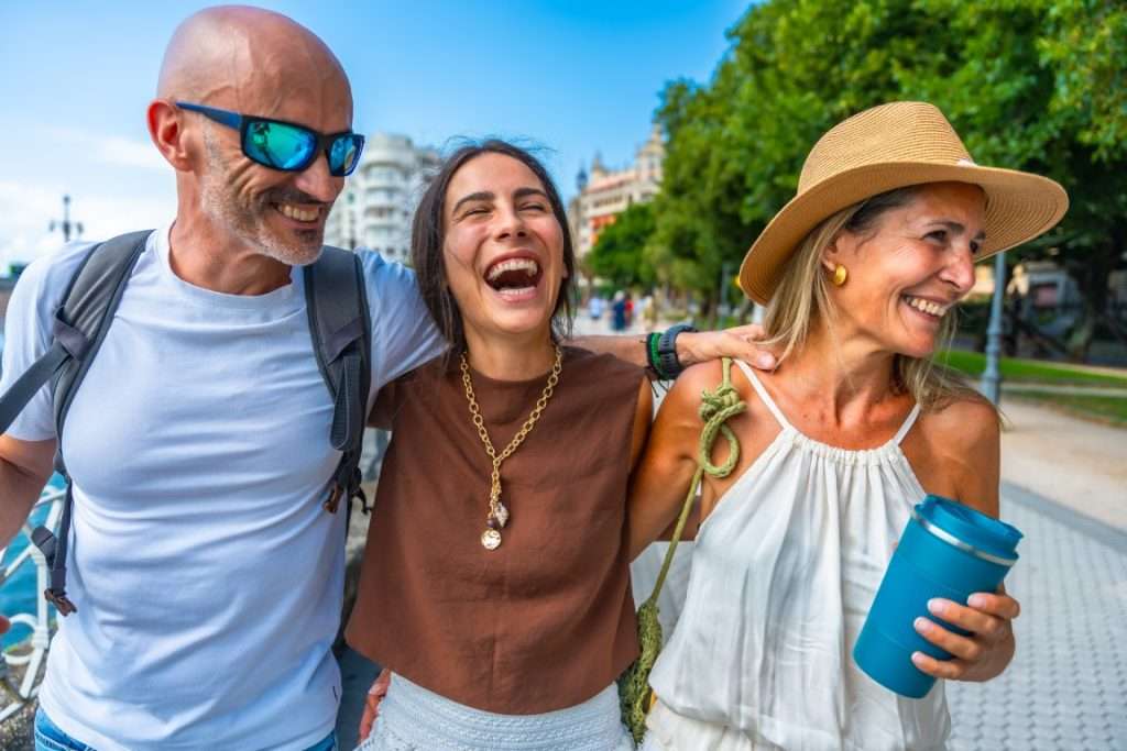 Travelers having fun together