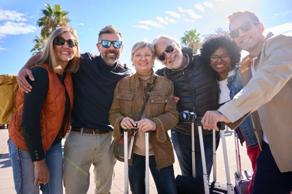 A group of happy tourists
