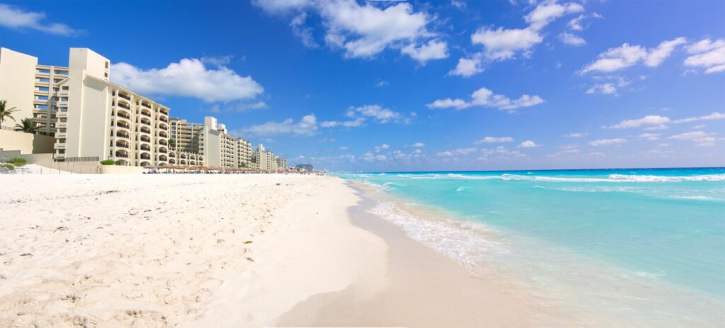 A white sand beach in Cancun